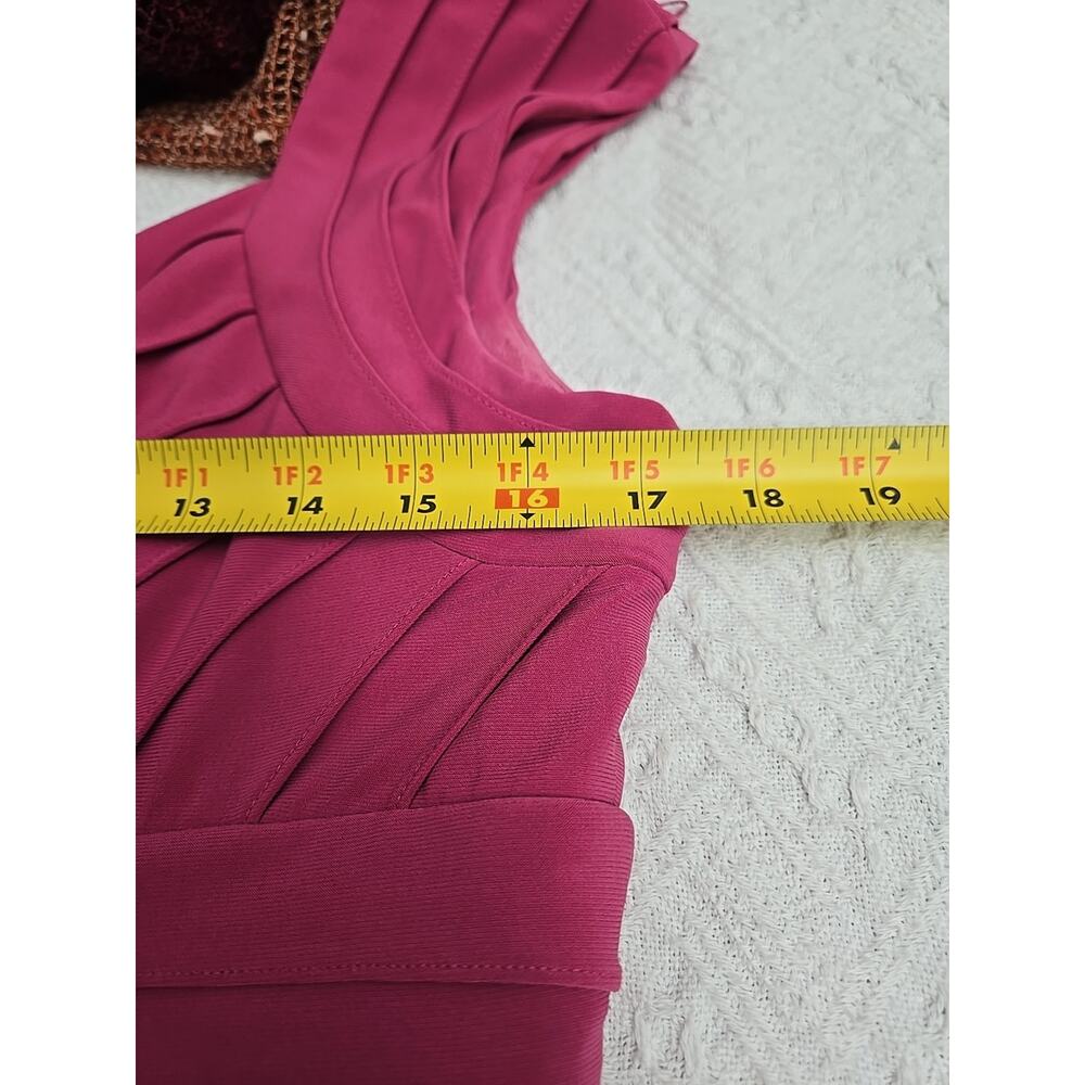 Adrianna Papell Size 12 Shutter Pleated Tiered Pink Cocktail Evening Party Dress - Picture 4 of 9